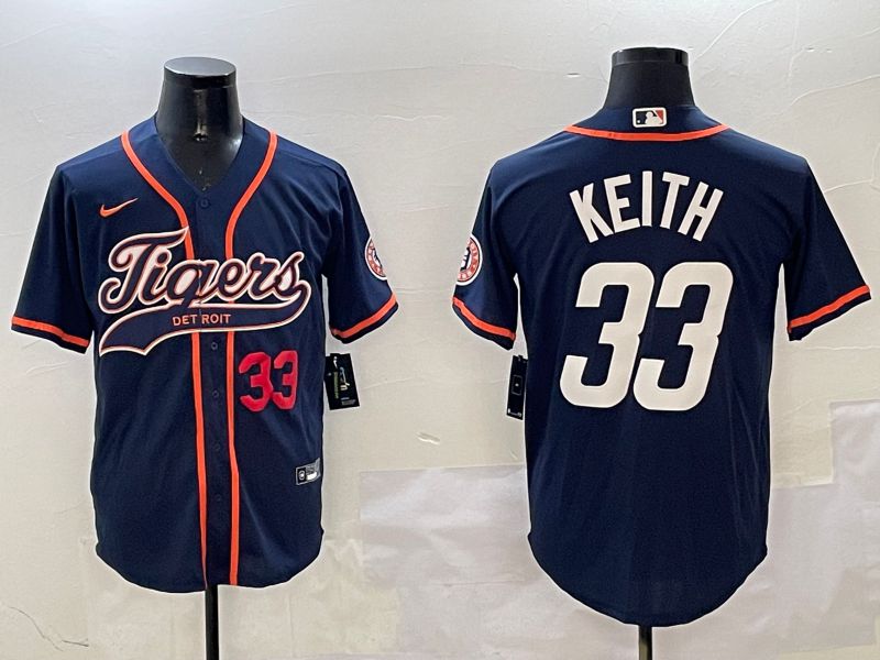 Men Detroit Tigers 33 Keith Blue Jointly Name 2025 Nike MLB Jersey style 3